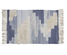Fennco Styles Teppich mit geometrischem Muster, gewebt, mit Quaste, für Zuhause, Schlafzimmer, Eingangsbereich, Bodendekoration, Elfenbeinblau 2x3 blau