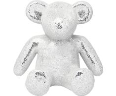Kare Design Deko Objekt Teddy Bear Silber, Glitzer Bär Accessoire als Deko für Kommode und Sideboard, (H/B/T) 60x66x45cm