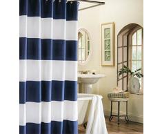 EZON-CH anpassen Wasserdicht Navy Blau Weiß Polyester-Nautical Stripe Print-Badezimmer Dusche Vorhang, Textil, Blue White Stripe, 72x78