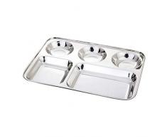 Shourya Trading rechteckig, Edelstahl Thali, Stahl Fünf Fach Rechteck Platte, Thali, Mess Tray, Speiseteller, Teller mit Partition, Thali Teller, Edelstahl Teller, Indischen Abendessen Thali