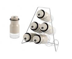 H+H Aroma Set Gewürzgläser Gewürzregal mit Ständer, beige, 7 -