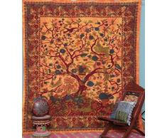 Jaipuri handgewebt Crafts JHC s Orange bloosam Baum Tapisserie Wandteppichen Mandala Indische Baumwolle Tagesdecke Picknick Bettunterlagen Decke Wand Kunst Hippie Tapisserie