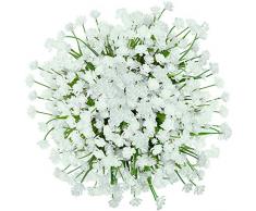 GREENRAIN 6 Bündel künstliche Blumen Lotusblüten für den Außenbereich, UV-beständig, kein Verblassen aus Kunst-Kunststoff, für Garten, Veranda, Fenster, Box Dekoration 13 * 6.5 weiß