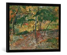 Gerahmtes Bild von Paul Gauguin Tropische Landschaft auf Martinique, Kunstdruck im hochwertigen handgefertigten Bilder-Rahmen, 70x50 cm, Schwarz matt