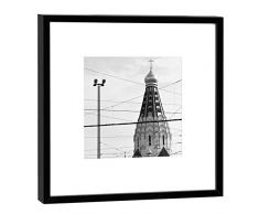 COGNOSCO Fotografie im Holzrahmen: Russische Gedächtniskirche Fotodruck-Format 27 x 27 cm-Rahmenfarbe schwarz-Hochwertiges Wandbild, Geschenkidee oder Souvenir aus Leipzig, Holz, Weiß, Rahmen