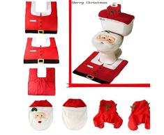 Byinwin Weihnachtsmann WC-Sitzbezug, 3 Stück Toilettensitz-Abdeckung, Teppiche, Tank-Abdeckung für glückliche Weihnachten, Badezimmer-Dekorationen (klassischer Weihnachtsmann)
