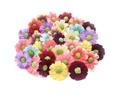 Künstliche Blumenköpfe in Großhandel zum Basteln, künstliche Sonnenblumen, Gänseblümchen, Seide, Handarbeit, Blumenköpfe, Hochzeit, Dekoration, DIY Kranz, Geschenkbox, Scrapbooking, Kunstblume 100 Stück, 4 cm bunt