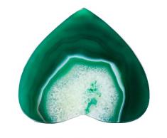 Nupuyai Polierter Achat Geodenscheiben Untersetzer Untersetzer für Getränke 2er Set Naturstein Plattenkarten für Hochzeit Deko Stein für Zuhause 7,6-10,2 cm Green(Heart Shape)
