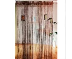 Deko-Fadenvorhang, 99,1 x 200,7 cm, Fransenpaneele, Raumteiler, Türen, Schränke, Wohnzimmer, Schlafzimmer, Fenster, Wand, ohne Perlen, dekorative Kristall-Vorhänge, 2 Packungen 39 inch x 79 inch braun