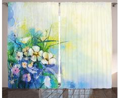 Watercolor Flower Home Decor Vorhänge von ambesonne, Ölgemälde Abstrakt Poppy Mustern Fresh Frühling Kunst Thema, Wohnzimmer Schlafzimmer Fenster Drapes 2 Panel Set, rot gelb, Textil, Mehrfarbig 2, 108 W By 63 L