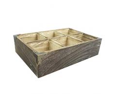 Admired By Nature Blumentopf aus Holz, 3 Fächer, für Sukkulenten Small 6 Comp – natürlich