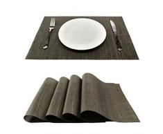 GEFEII PVC Platzdeckchen Gewebtes Vinyl rutschfest Wasserdicht Platzsets feucht hitzebeständig Solide Platzsets Kissen für Küche Esszimmer Party Tischmatten 45 * 30cm/17.5 * 12 Inch Bronze