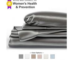 100% reine 22 Momme Maulbeerseide Kissenbezug auf beiden Seiten, hypoallergen, weich, atmungsaktiv für besseren Schlaf Haar und Haut, Umschlag (ohne Reißverschluss!) Verschluss Fadendichte 900, Öko-Tex, Seide, sand, Queen Sheet Set (17 Pocket)