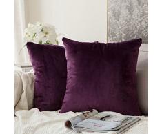 MIULEE 2 Stück, SAMT Weiches Solide Dekorativen Überwurf Kissenbezüge Set, quadratisch Kissen für Sofa 45,7 x 45,7 cm