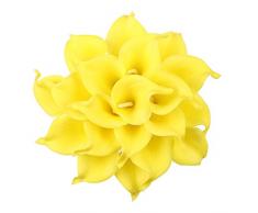 leagel Calla Lily Brautschmuck Hochzeit Bouquet Head lataex Real Touch Blumensträuße Lila / Gelb