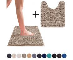 DEARTOWN Rutschfest Dick Mikrofaser Badezimmer Teppiche, Waschmaschine Gewaschen Bad-Teppiche mit Wasser saugfähig 20×32/20×24U inches Beige