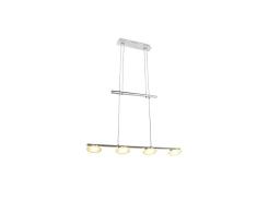Brilliant Dorena LED Pendelleuchte Balken 4 flg 70cm rund höhenverstellbar chrom/weiß Glas 1600 Lumen, LED integriert