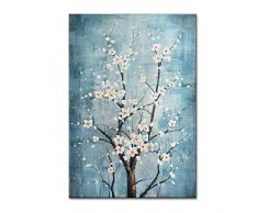 Fliegenspray, 100% handbemalte Ölgemälde auf Leinwand, Baum-Blumen-Blüten-Motiv, gestreckt, gerahmt, Textur-Landschaft, moderne abstrakte elegante Malerei, Dekoration, Wohnzimmer, Schlafzimmer, Büro, Zuhause