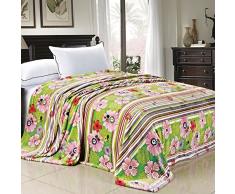 BNF Home Leichte Fleecedecke im Safari-Stil, Bedruckt grüne Blüte Twin