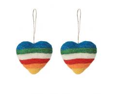 De Kulture Weihnachtskugeln aus Filz in Herzform (Mehrfarbig) 4 Stück für Dekoration zu Hause Party Deko Büro Dekoration Ideal für Weihnachten Dekoration