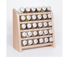 Gald Gewürzregal, Küchenregal für Gewürze und Kräuter, 30 Gläser, Holz, Naturell/matt, 31.5 x 34.5 x 14.5 cm