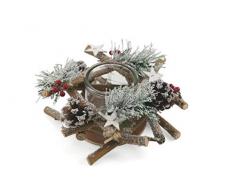 Galileo Casa 2196802 Stumpenkerze, rund, 18 x h10,8 cm, Braun/Schnee, Weiß