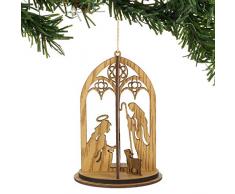 Département 56 Flourish 3D-Hängeornament, Heilige Familie, 9,9 cm, Braun