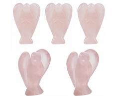 rockcloud Schutzengel aus Kristallstein, geschnitzt, 3,8 cm 1.5 5pcs Rose Quartz