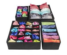 Hersbrucker faltbar Schublade Organisatoren für Taschentücher, Socken, Unterwäsche, BHS und Hals Beziehungen, klappbar Organizer Aufbewahrungsboxen für Closet & Unter Bett Veranstalter (Set von 4 – Beige) aqua