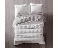 Heckett Lane Wendebettwäsche 100% Baumwolle Perkal Jason 240 White/Silver Grey