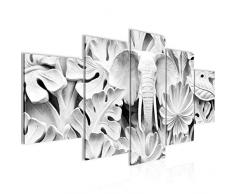 Bilder Elefant Afrika Wandbild Vlies - Leinwand Bild XXL Format Wandbilder Wohnzimmer Wohnung Deko Kunstdrucke Weiß 5 Teilig - MADE IN GERMANY - Fertig zum Aufhängen 015353a