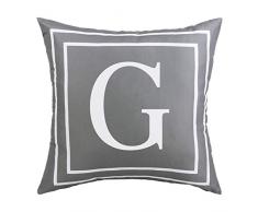 BLEUM CADE Kissenbezug, Grau mit englischem Alphabet, Überwurf, Kissenbezug, modern, quadratisch, Dekoration für Sofa, Bett, Stuhl, Auto 18 x 18 Gray G