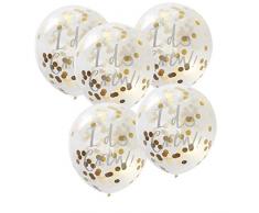 Ginger Ray ID-403 Gold Konfetti klar I Do Crew Luftballons – 5 Stück