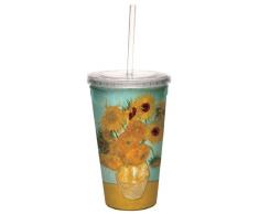 Tree Free Grußkarte, 16 oz, Van Gogh-Sonnenblumen, Sammelfigur, Cool Trinkbecher mit Strohhalm, Mehrfarbig