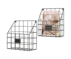 MyGift Zeitschriftenständer mit Kreidetafel-Etikett, Metall, Braun, 2 Stück