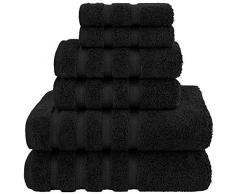 American Soft Linen 2020 100% türkische Baumwolle Badetuch-Set, Handtuch, Waschlappen Jumbo Badetücher Set Modern 6-Piece Towel Set schwarz