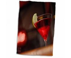 Handtuch/Sporthandtuch, 3D, Rosarot, Cocktail mit Zitrone in der Bar, 15 x 22 cm