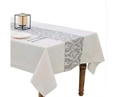 HWY 50 Küchenset mit Stickereien, Tischdecken, Kissenbezügen, 45,7 x 45,7 cm, Tischsets 33 x 45,7 cm Large Grey Tablecloth 60 X 84 inch