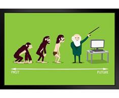 Poster Foundry Kunstdruck, Motiv: Menschliche Evolution des Menschen, Charles Darwin Technologie, 45,7 x 30,5 cm Framed in Black Wood 20x14 inch Multi-Color / 7697
