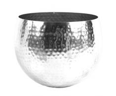 Leaf Großer Blumentopf aus Metall, gehämmert, silberfarben, gerader Rand, 22 x 18 cm, Silber, 22cm x 18cm