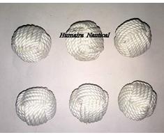 Humaira Nauticals Dekoration Tischdeko Seilkugeln/Set von 6 Baumwollseil/maritische Schalenfüller/Stranddekoration A