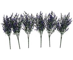 Künstliche Lavendelblumen, künstliche Lavendel-Pflanze, Bündel künstliche Lavendelblumen, Blumenstrauß Lavendel mit Seidenblumen für Hochzeit, Garten, Terrasse, Zuhause (6 Stück) Pack of 6 violett/lavendel
