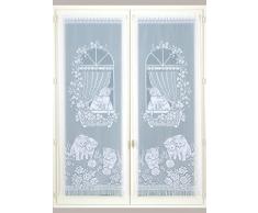 Homemaison Scheibengardinen Fransen, Polyester, Weiß, 120 x 60 cm