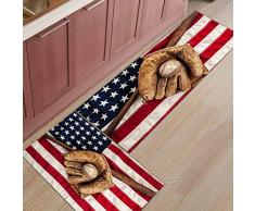 Libaoge Küchenteppich und Matten-Set, mehrfarbig, Dahlia Pinnata Blumen, personalisierbar, mattiert/grün/blau, Fußmatte mit rutschfester Gummiunterseite, Fußmatte für den Innenbereich 19.7x31.5in+19.7x63in Lbg2849