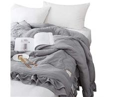 WINLIFE Koreanische gerüschte Tagesdecke für den Sommer, sehr weich, Mikrofaser, Steppdecken und Decken Modern Twin grau