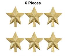 Tanlee 6 Stück Glitzernde Weihnachtsstern Baumspitzen für Weihnachtsbaum-Ornamente 10,2 cm Gold