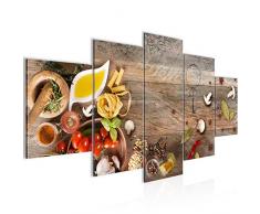 Bilder Küche Gewürze Wandbild 200 x 100 cm Vlies - Leinwand Bild XXL Format Wandbilder Wohnzimmer Wohnung Deko Kunstdrucke Braun 5 Teilig - MADE IN GERMANY - Fertig zum Aufhängen 019251b