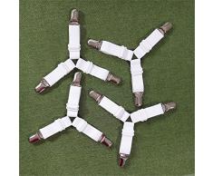 gtopart 91,4 cm zu 200,7 cm verstellbar 4 Triangle Design Metall Clip Bett Straps/Greifer/Riemen/Halterung/Verschluss für Bed Sheet, Nylon, weiß, Einheitsgröße