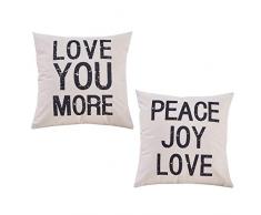 TASLIFE Kissenbezüge für Sofakissen, Baumwolle, Leinen, 2 Stück 18 x 18 inch Love（Love You More）