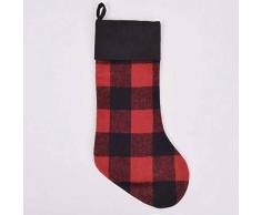 gireshome rot BUFFALO Check Plaid mit Schwarz Wildleder Cuff Weihnachtsstrumpf Xmas Tree Decor Festival Party Ornament 25,4 x 45,7 cm